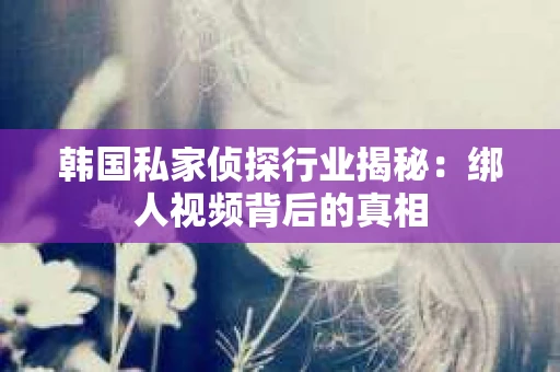 韩国私家侦探行业揭秘：绑人视频背后的真相