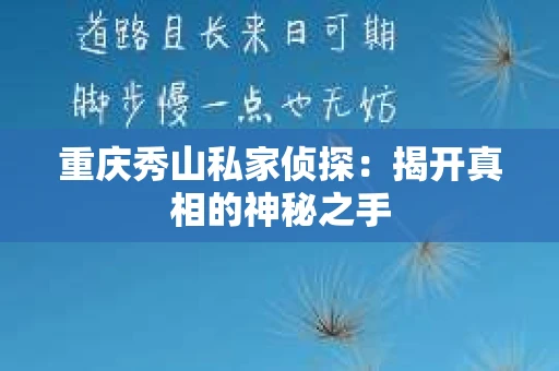 重庆秀山私家侦探：揭开真相的神秘之手