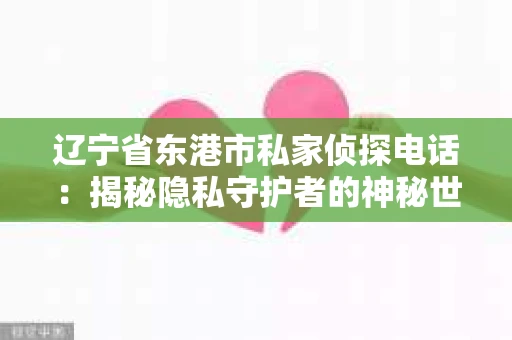 辽宁省东港市私家侦探电话：揭秘隐私守护者的神秘世界